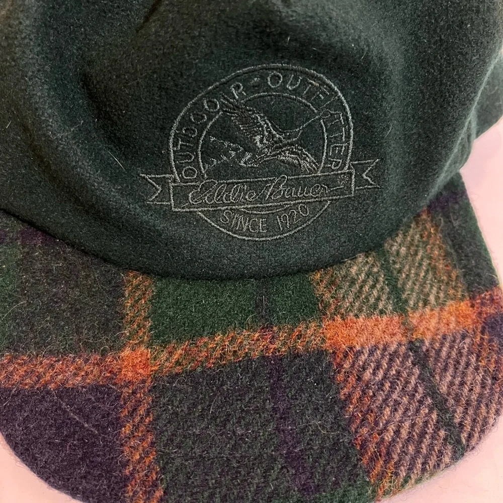 Vintage Eddie Bauer Solid & Plaid Wool Blend Adjustable One Size Men Hat USA - Picture 3 of 11